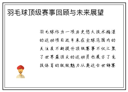 羽毛球顶级赛事回顾与未来展望